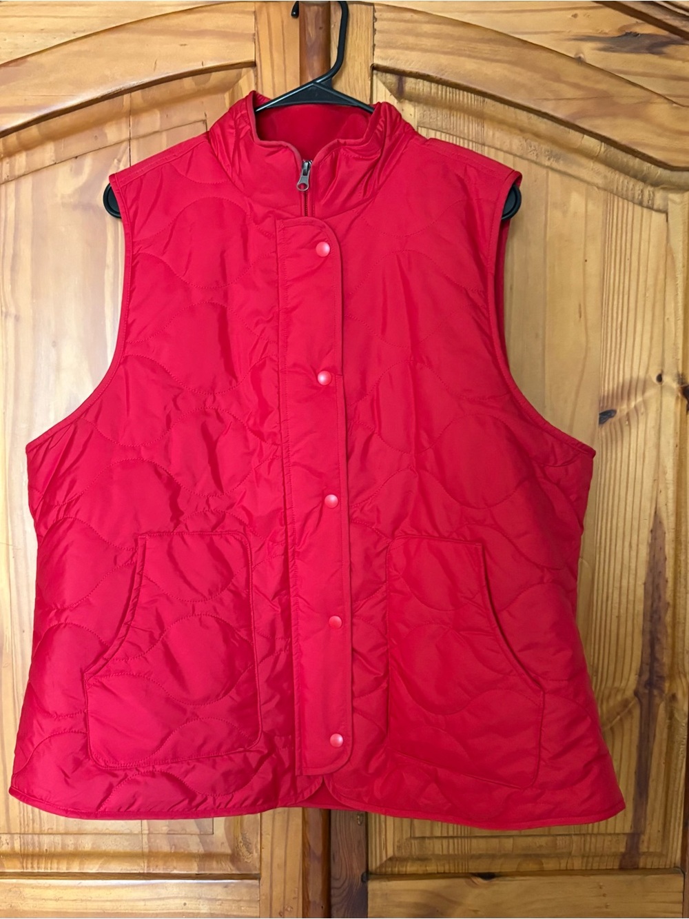 croft & barrow Bright Red Quilted Snap-Front Vest
